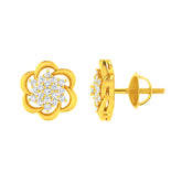 22k Yellow Cubic Zirconia Studs Antique Earrings with gold weight of 3.95g
